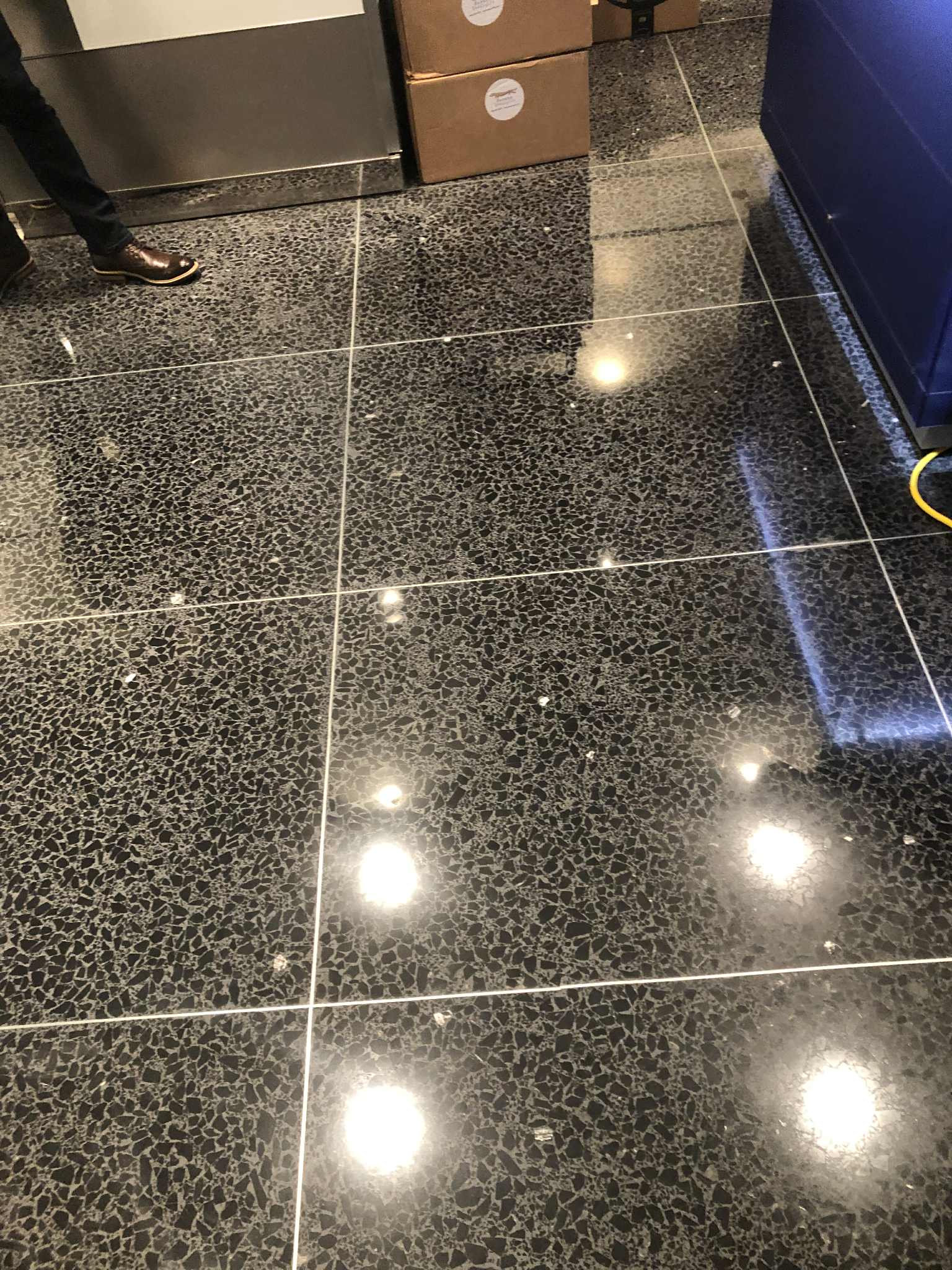 Mirror finish terrazzo polishing result